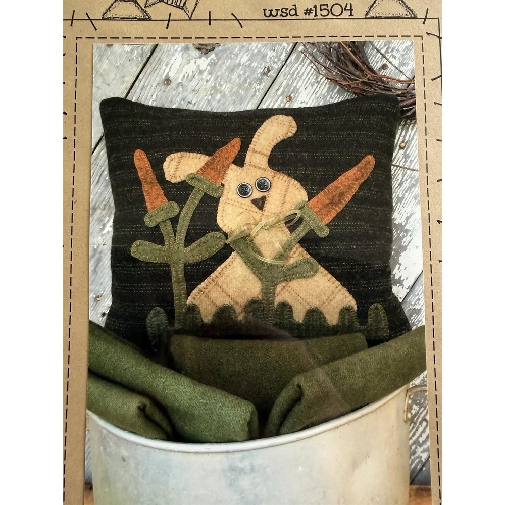 Chubby Bunny By Wooden Spool Designs Wool Appliqué Pillow Pattern Uncut